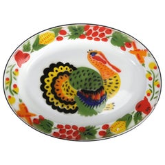 Vintage Enamelware Turkey Platter, American 1950s
