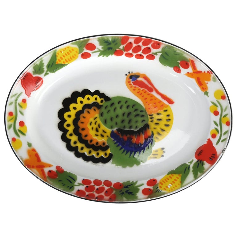Enamelware Turkey Platter, American 1950s For Sale at 1stDibs