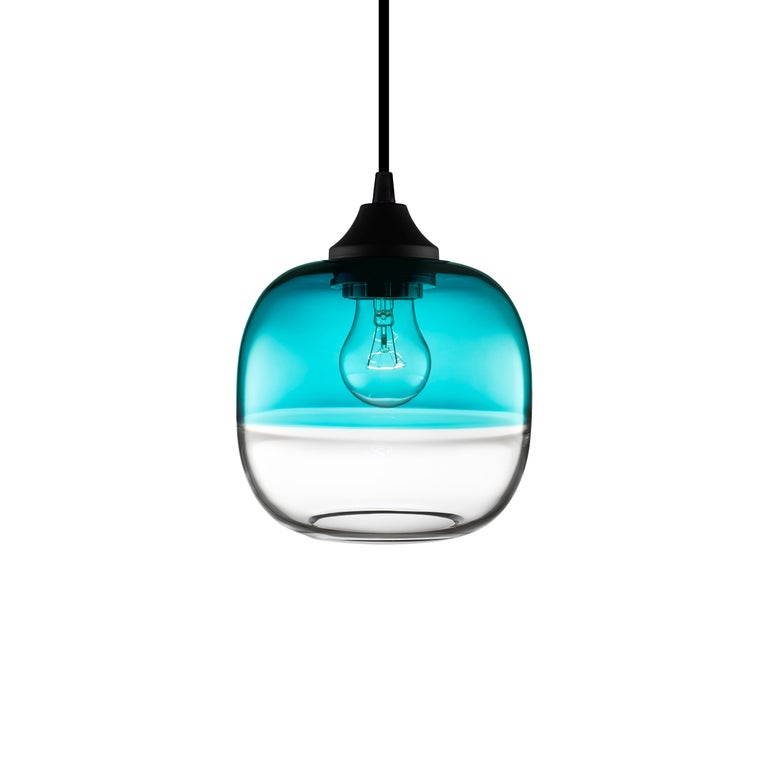 Teal Glass Pendant Light encalmo petite condesa crystal handblown modern glass pendant light for sale
