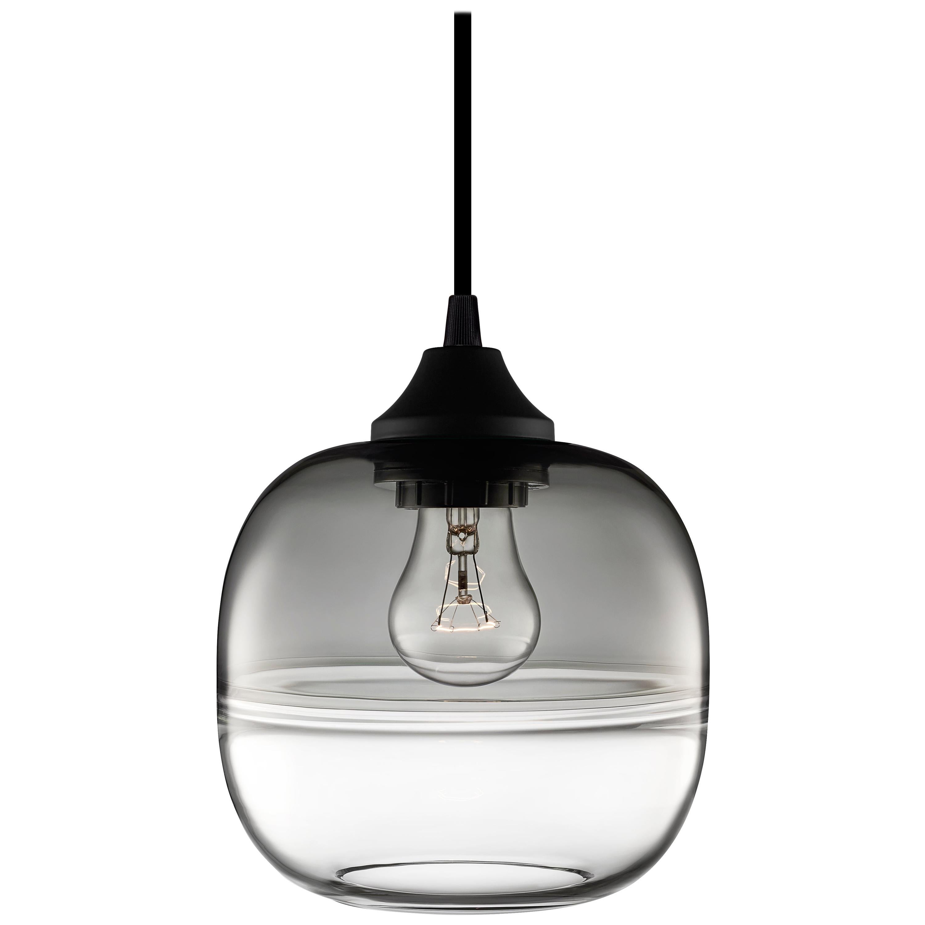 Encalmo Petite Gray-Crystal Handblown Modern Glass Pendant Light, Made in USA For Sale