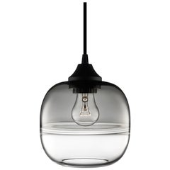 Encalmo Petite Gray-Crystal Handblown Modern Glass Pendant Light, Made in USA