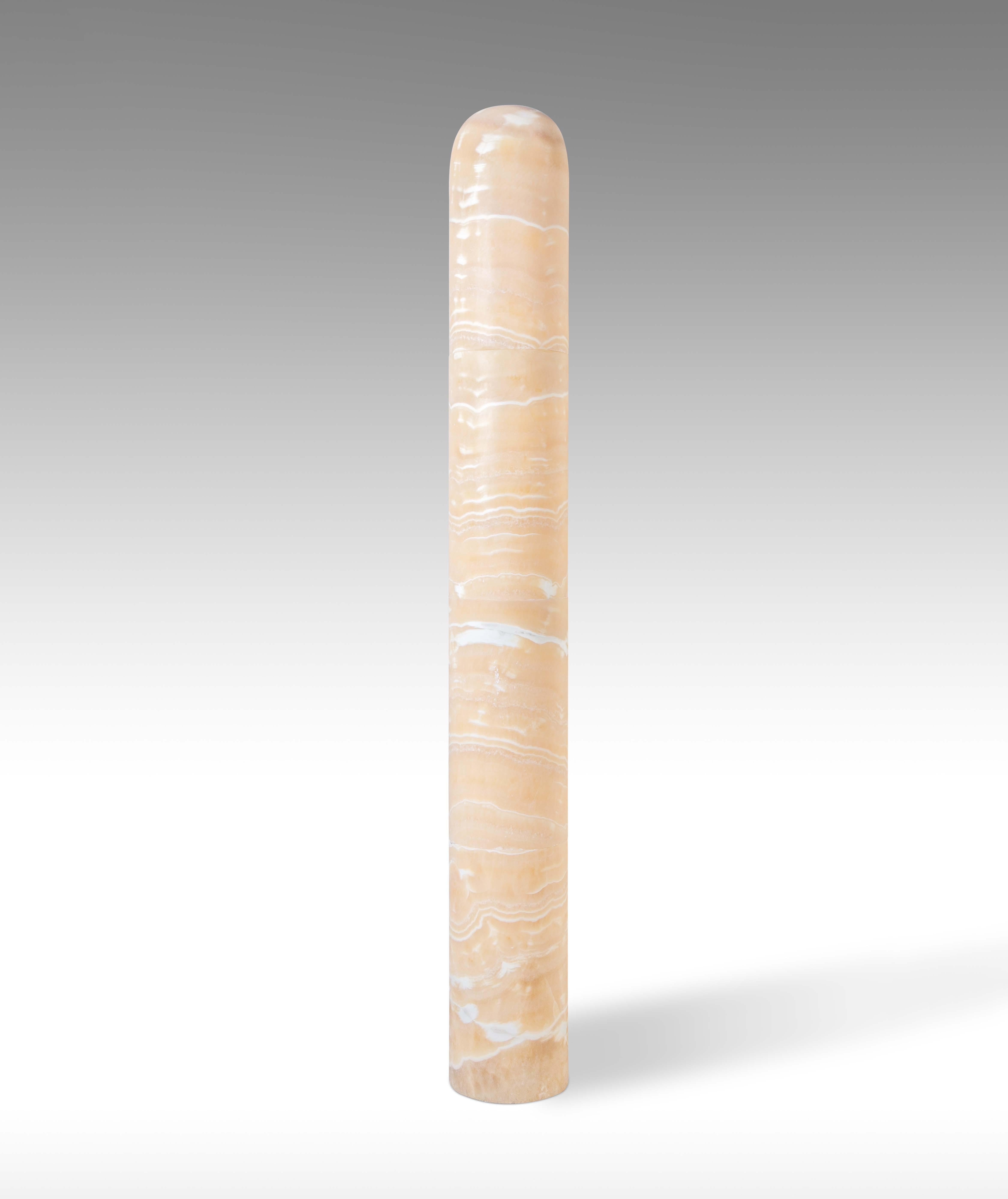 Encapsulated Sculpture by Omar Chakil in Alabaster In New Condition For Sale In Pireaus-Athens, Greece