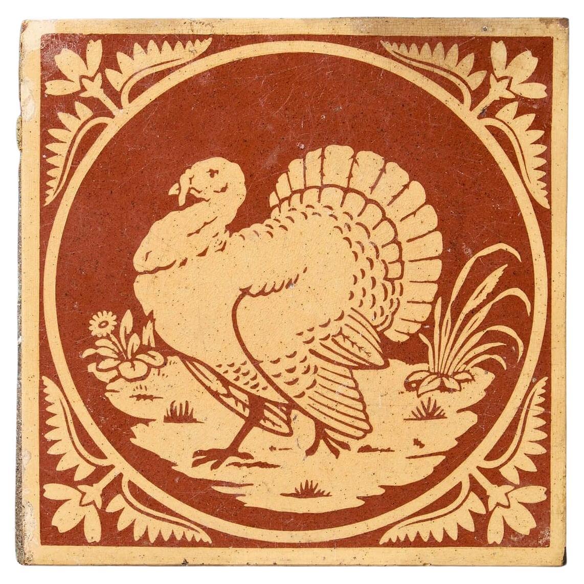 Encaustic Campbell Brick 
Tile Co Tile Depicting a Turkey For Sale