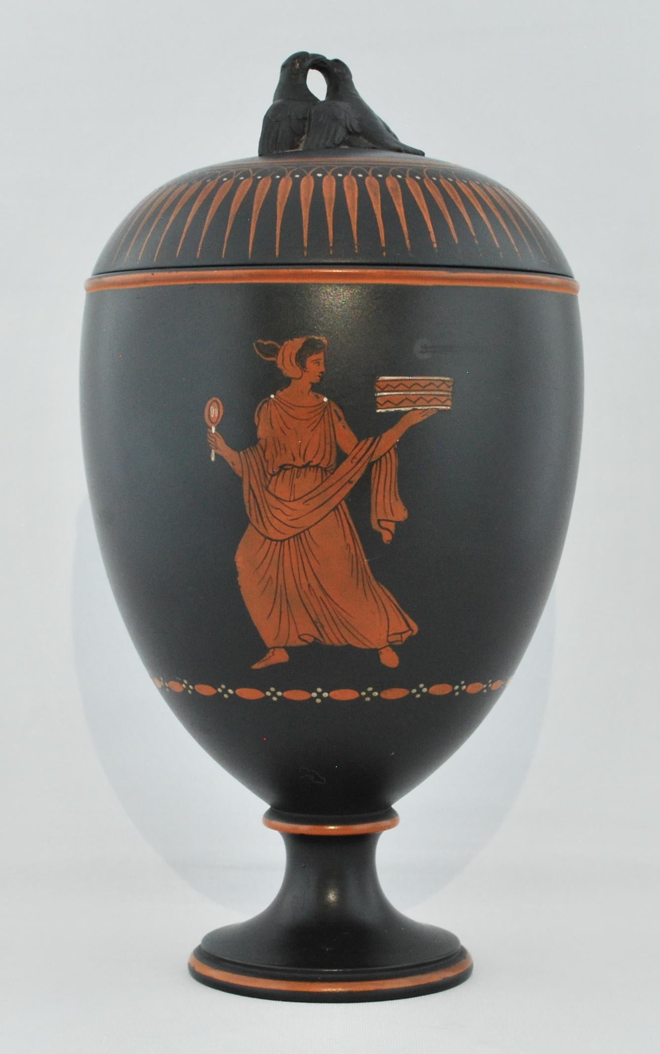 Enkaustik-Vase aus Basalt mit eiförmigem Muster, Wedgwood, um 1810