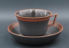 Encaustic Painted Cup & Saucer, Wedgwood, circa 1820