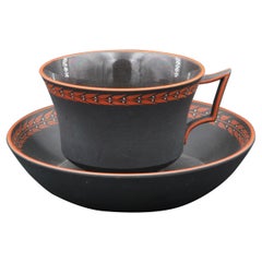 Encaustic Painted Cup & Saucer, Wedgwood, circa 1820