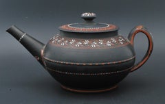 Encaustic Painted Teapot in Black Basalt, Wedgwood C1780