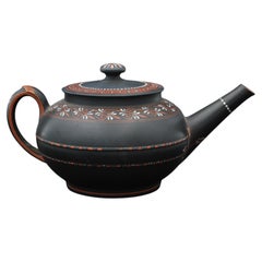 Encaustic Painted Teapot in Black Basalt, Wedgwood C1780