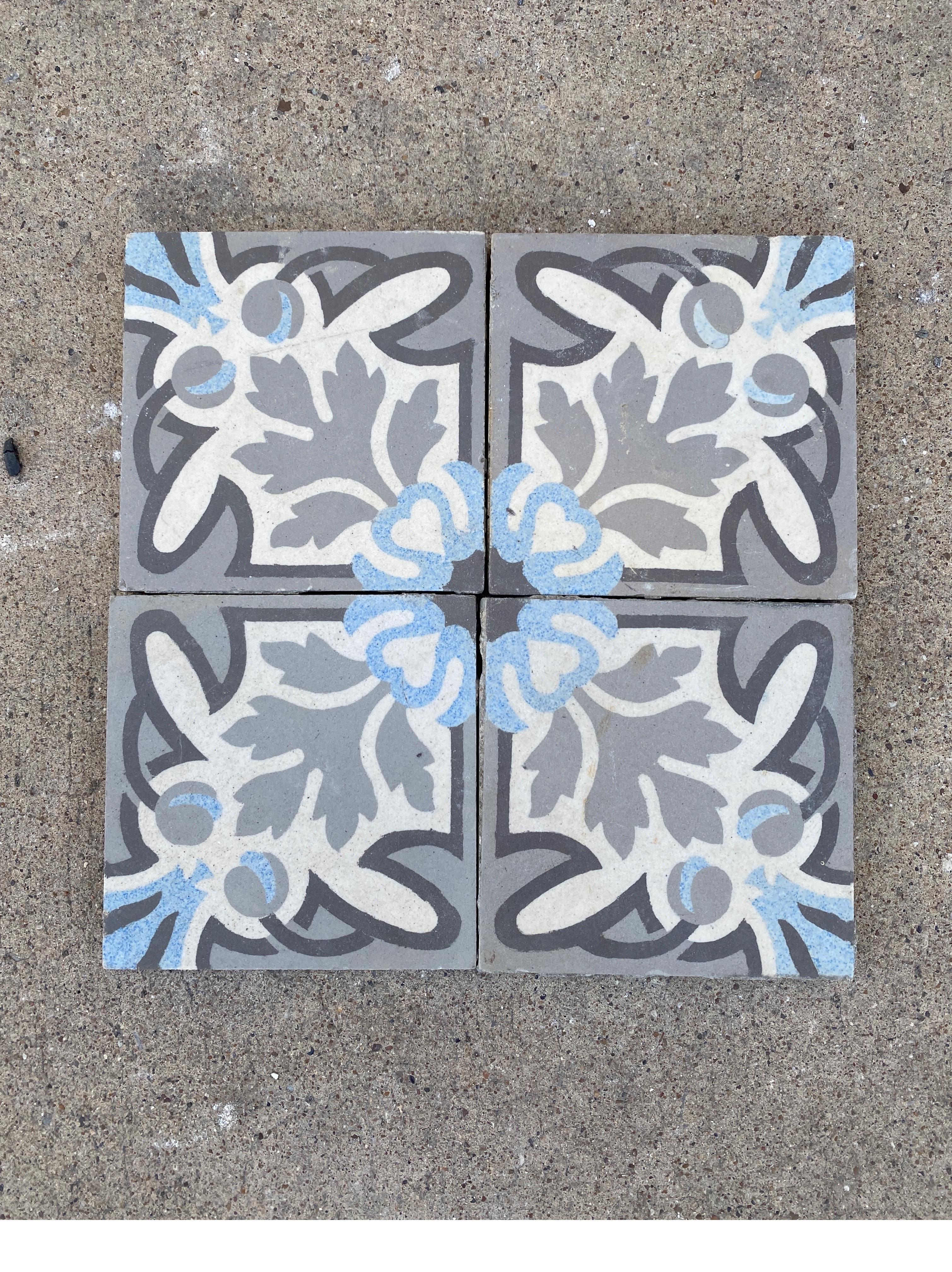 Beautiful blue and grey encaustic tiles.