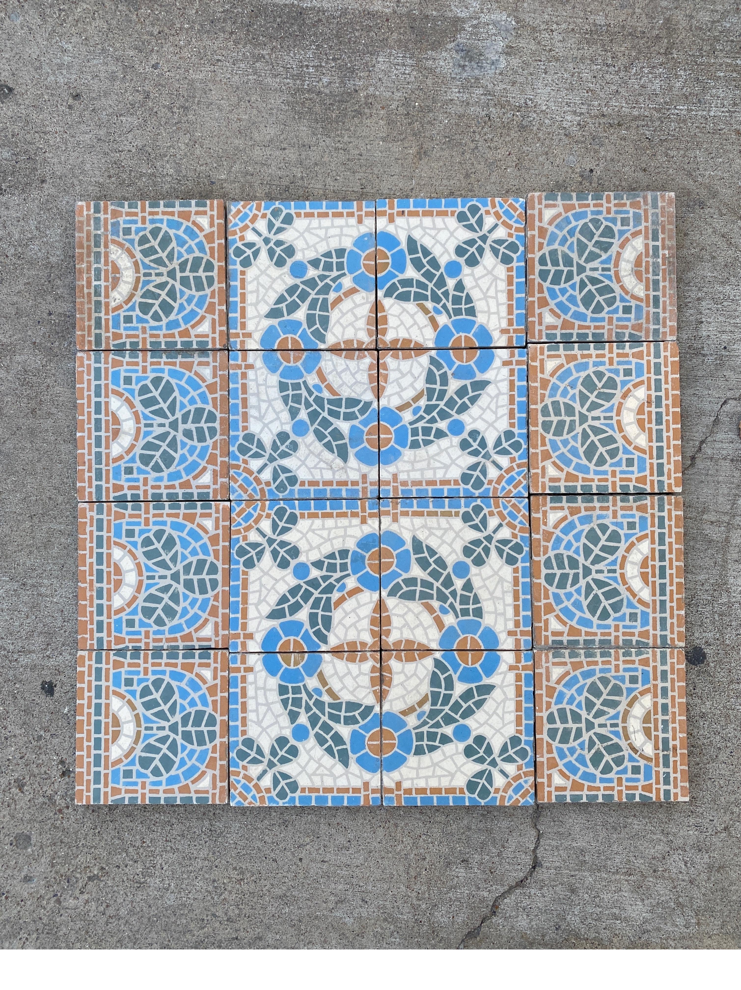 Beautiful blue and orange encaustic tiles.