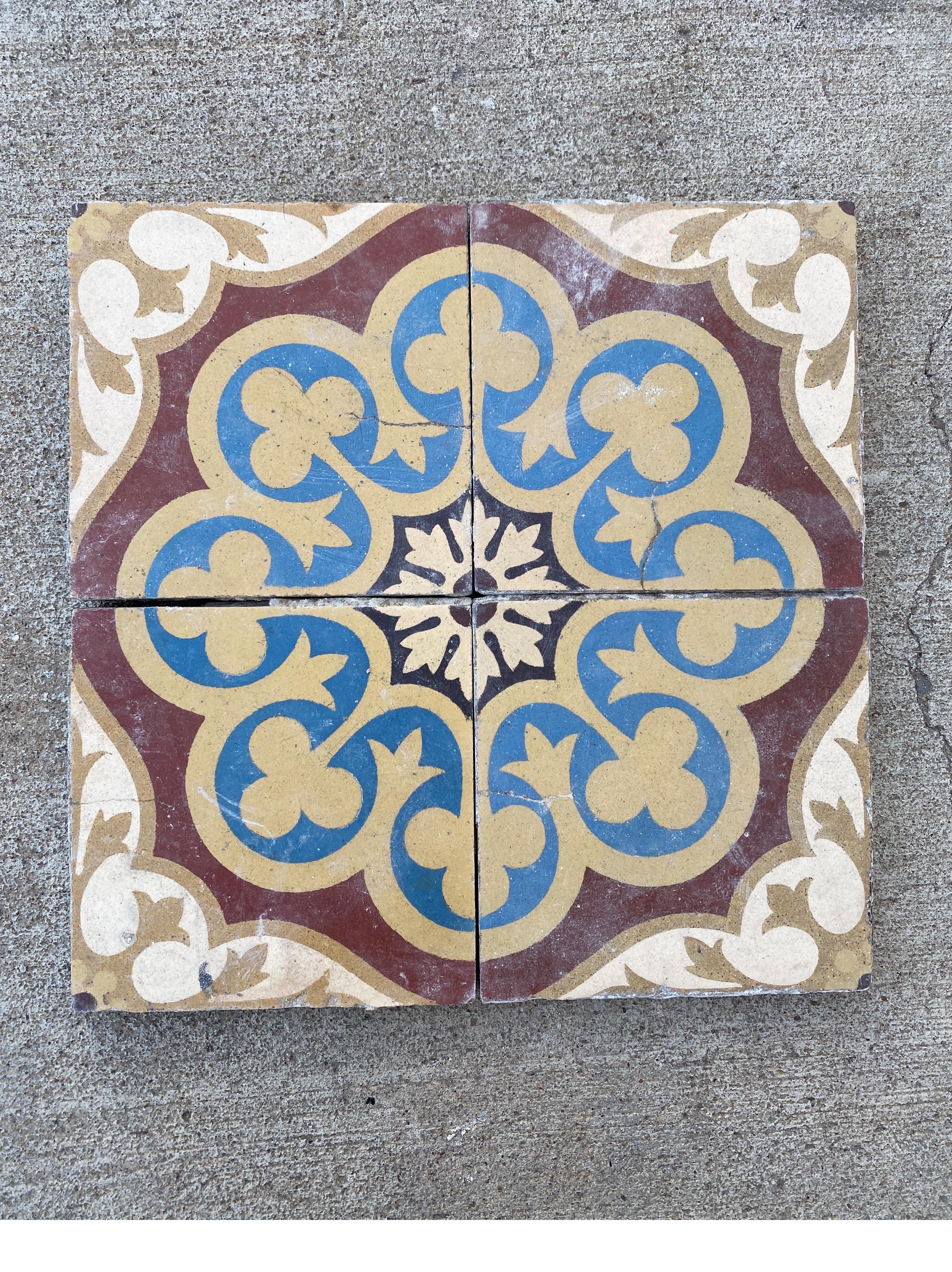 Beautiful encaustic tiles with borders (Measures: 3