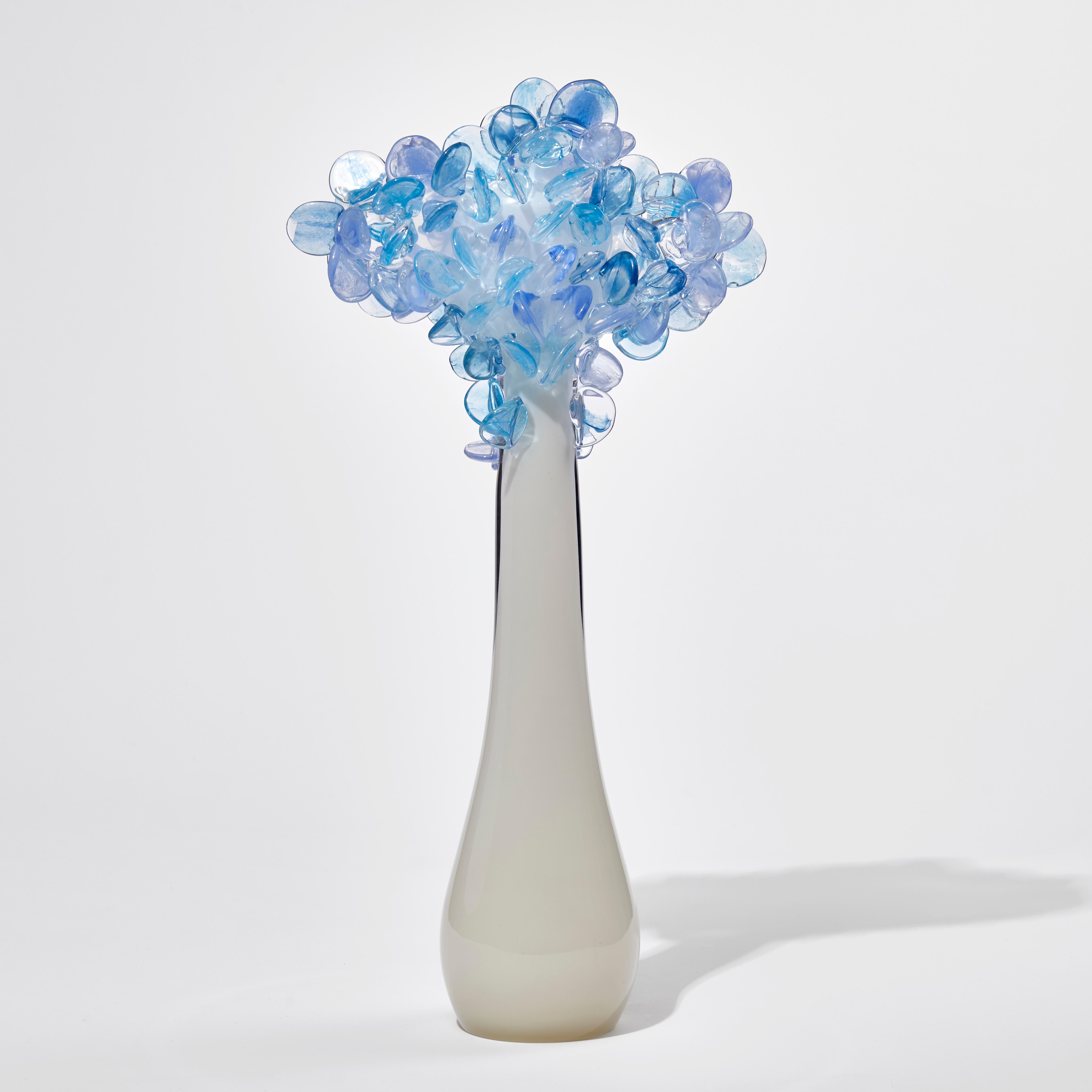 British Enchanted Dawn in Blue, a Unique Glass Tree Sculpture by Louis Thompson
