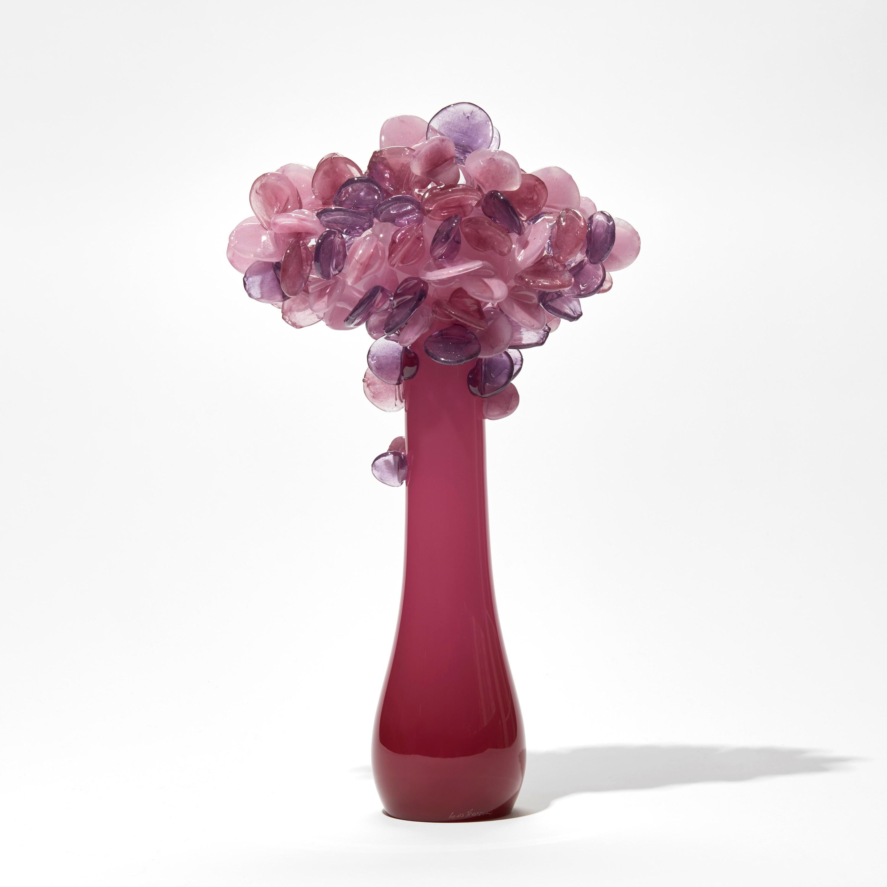 Organic Modern Enchanted Dawn in Fuchsia, a Unique Pink Glass Tree Sculpture by Louis Thompson