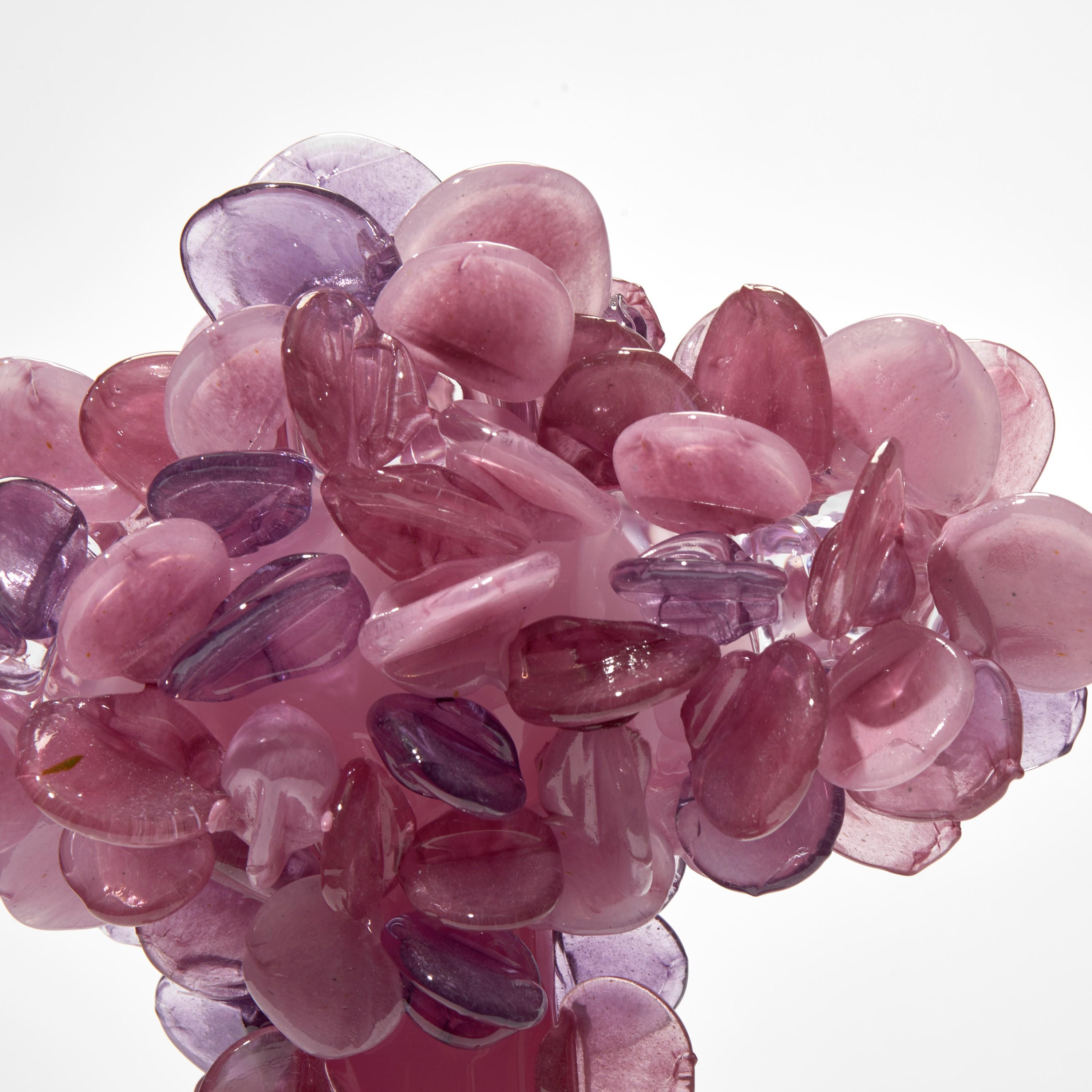British Enchanted Dawn in Fuchsia, a Unique Pink Glass Tree Sculpture by Louis Thompson
