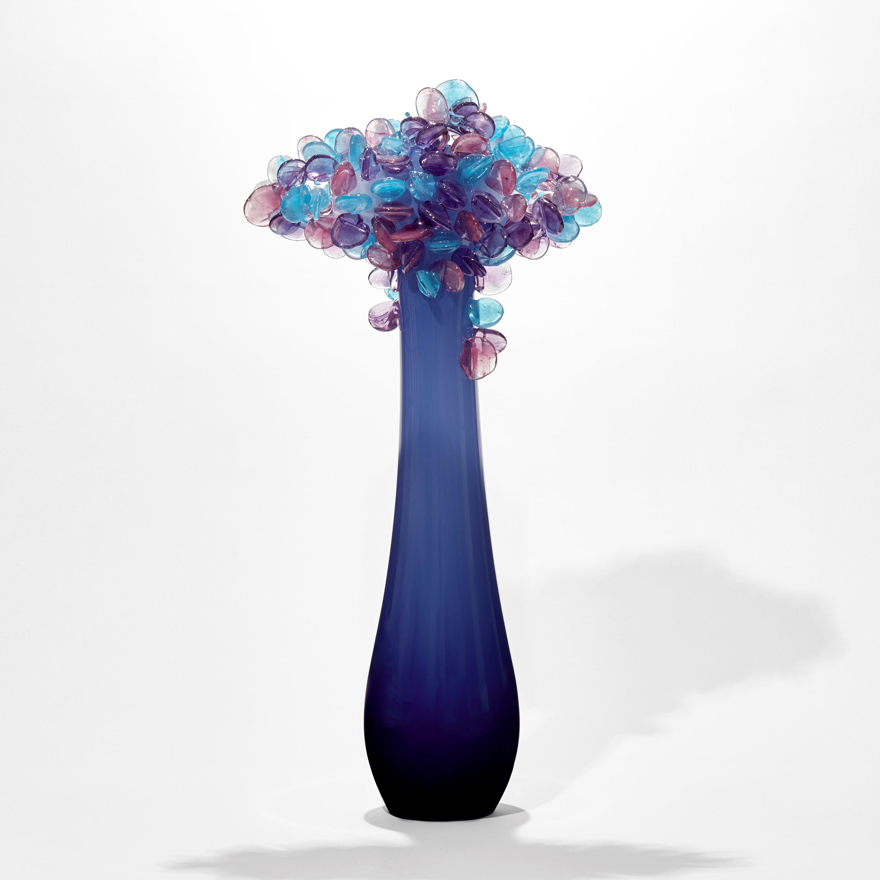 Organic Modern Enchanted Dawn in Iron Blue, a Unique Glass Tree Sculpture by Louis Thompson