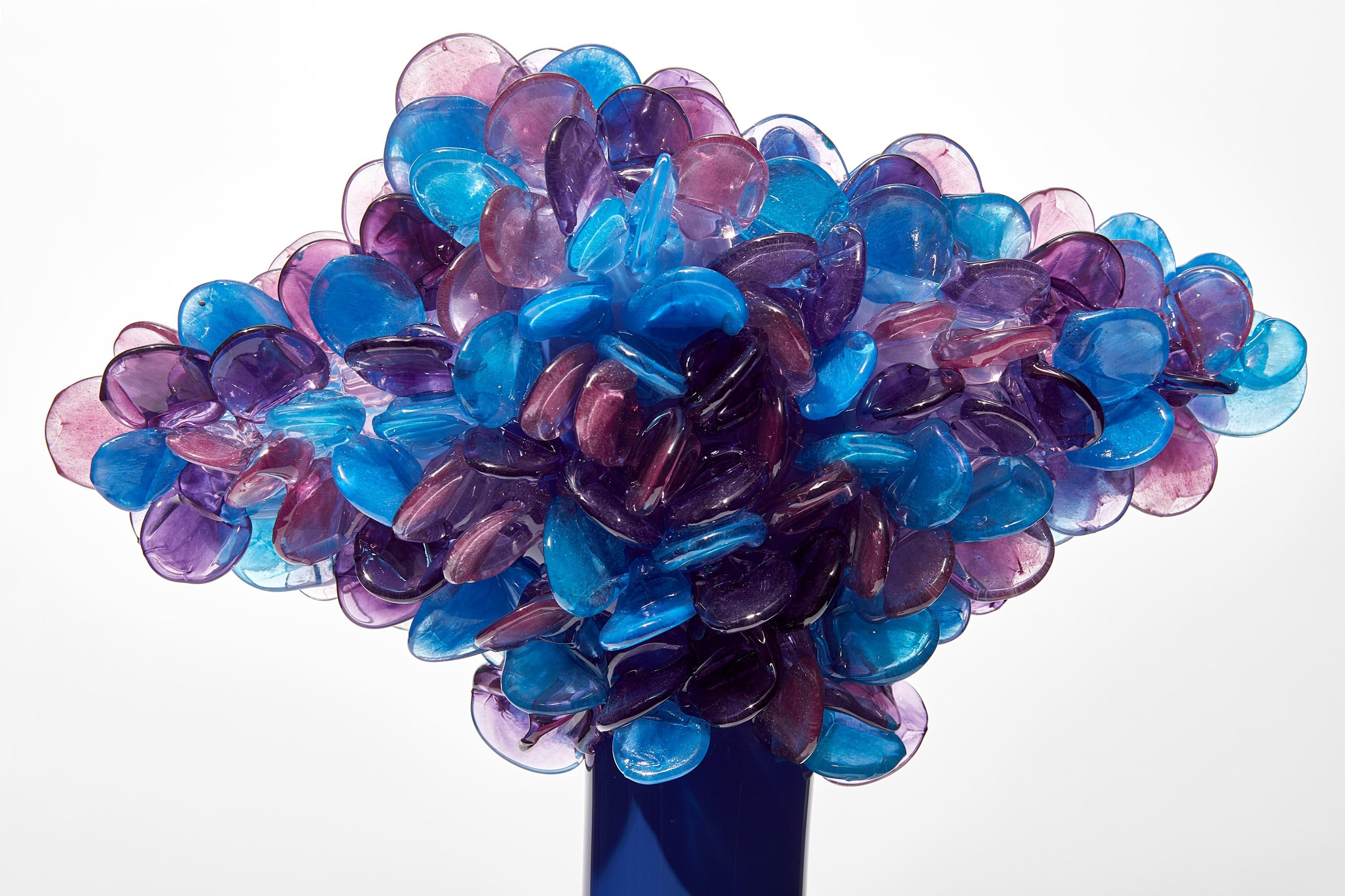 Organic Modern Enchanted Dawn in Iron Blue III, tree inspired glass sculpture by Louis Thompson
