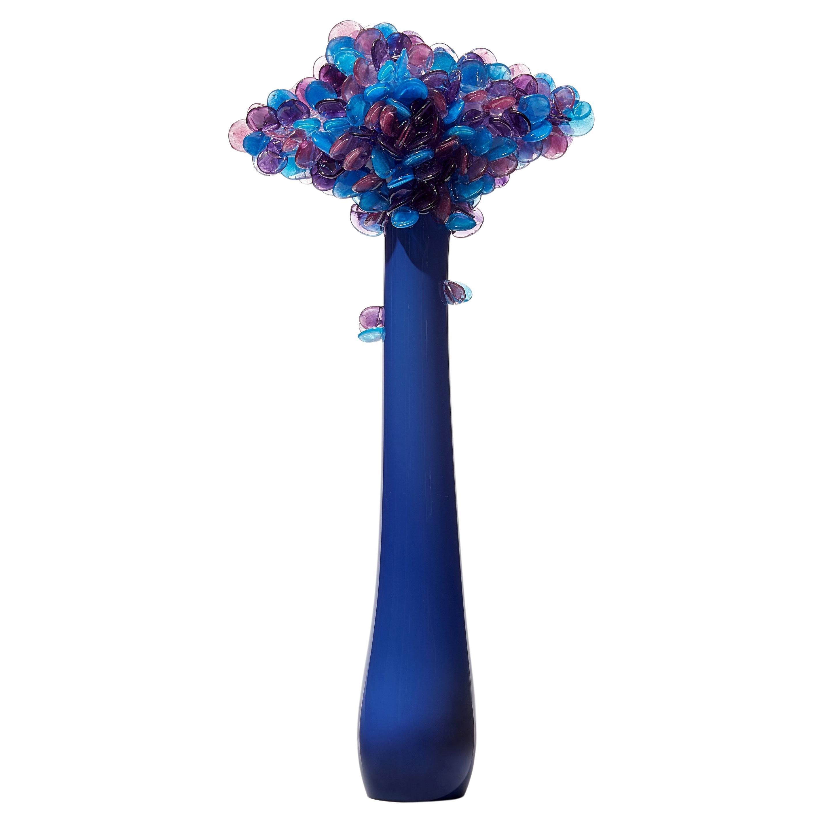Enchanted Dawn in Iron Blue III, tree inspired glass sculpture by Louis Thompson