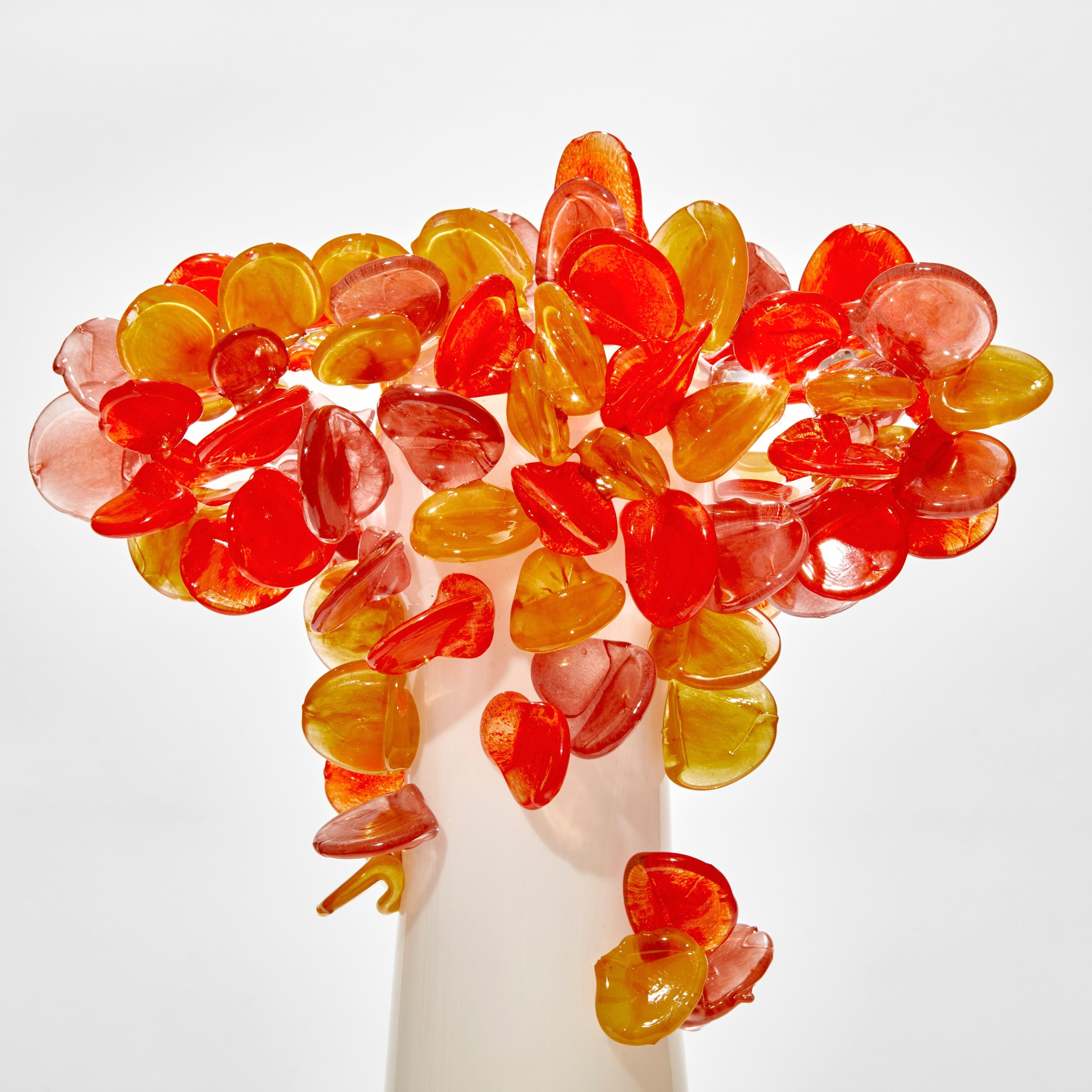 British Enchanted Dawn in Oranges I, an Abstract Glass Tree Sculpture by Louis Thompson For Sale