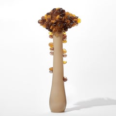 Enchanted Dusk in Amber II, brown & bronze glass sculpture by Louis Thompson
