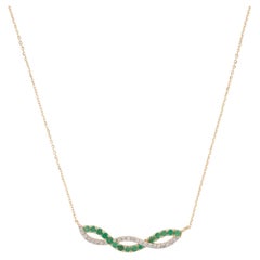 14K Emerald & Diamond Pendant Necklace - Elegant Gemstone Statement Jewelry