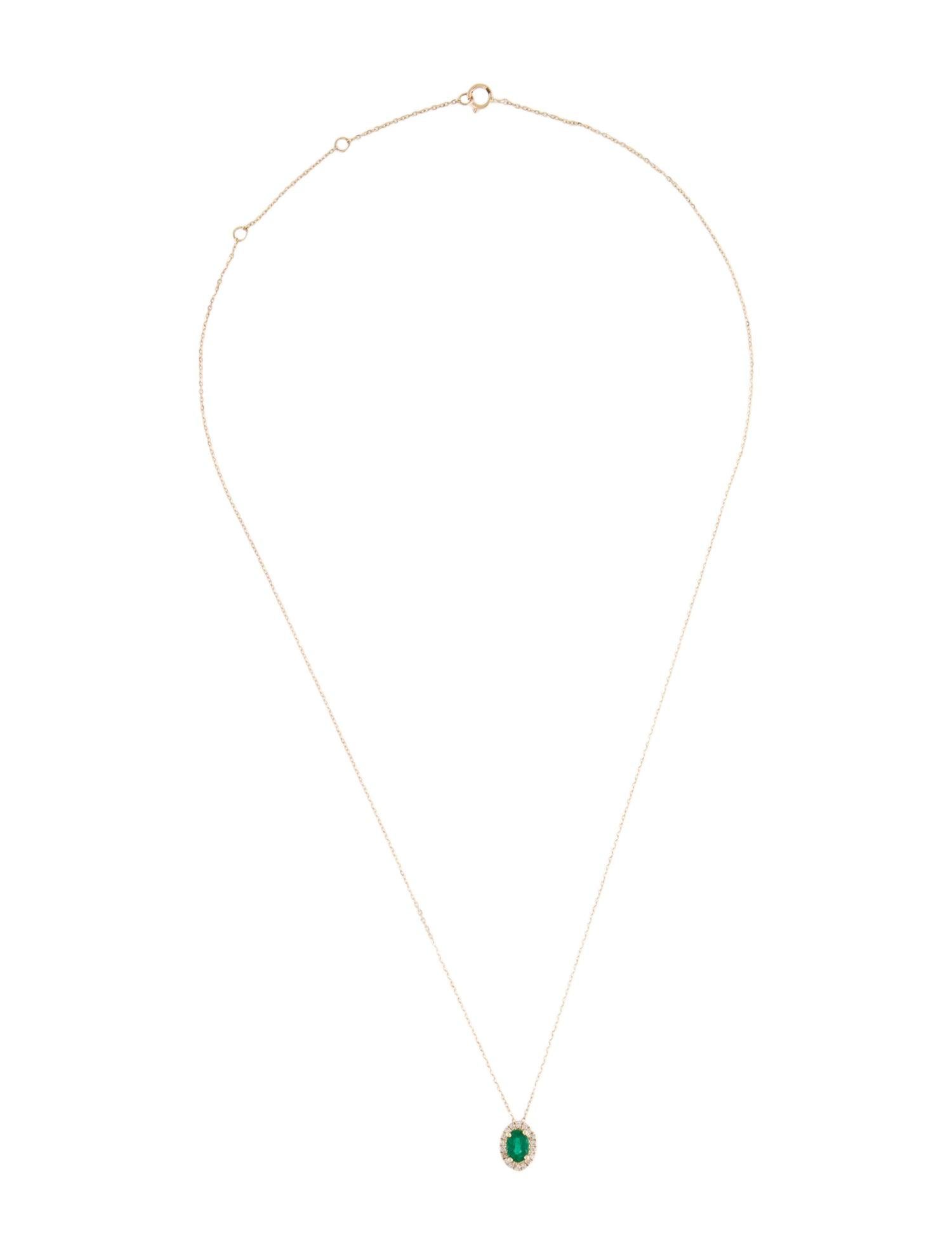 Brilliant Cut 14K Emerald & Diamond Pendant Necklace - Elegant Gemstone Statement Piece