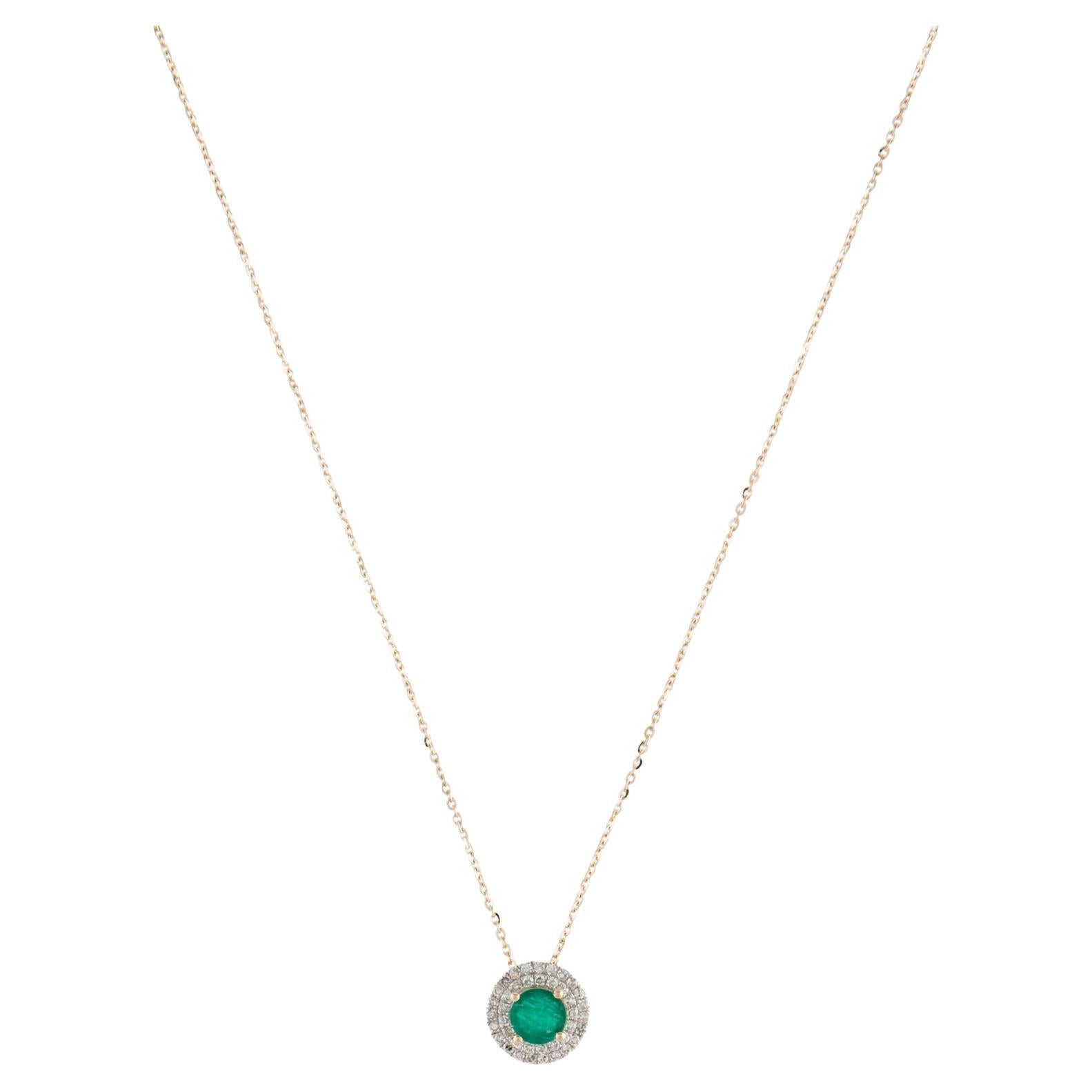 14K Emerald & Diamond Pendant Necklace: Exquisite Luxury, Timeless Elegance For Sale