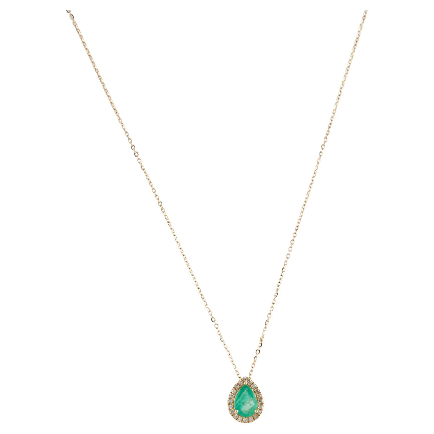14K Emerald & Diamond Pendant Necklace - Exquisite Jewelry for Timeless Elegance For Sale