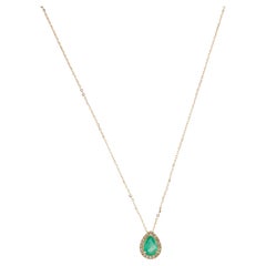 Enchanted Forest Ferns Emerald and Diamond Pendant in 14k Yellow Gold