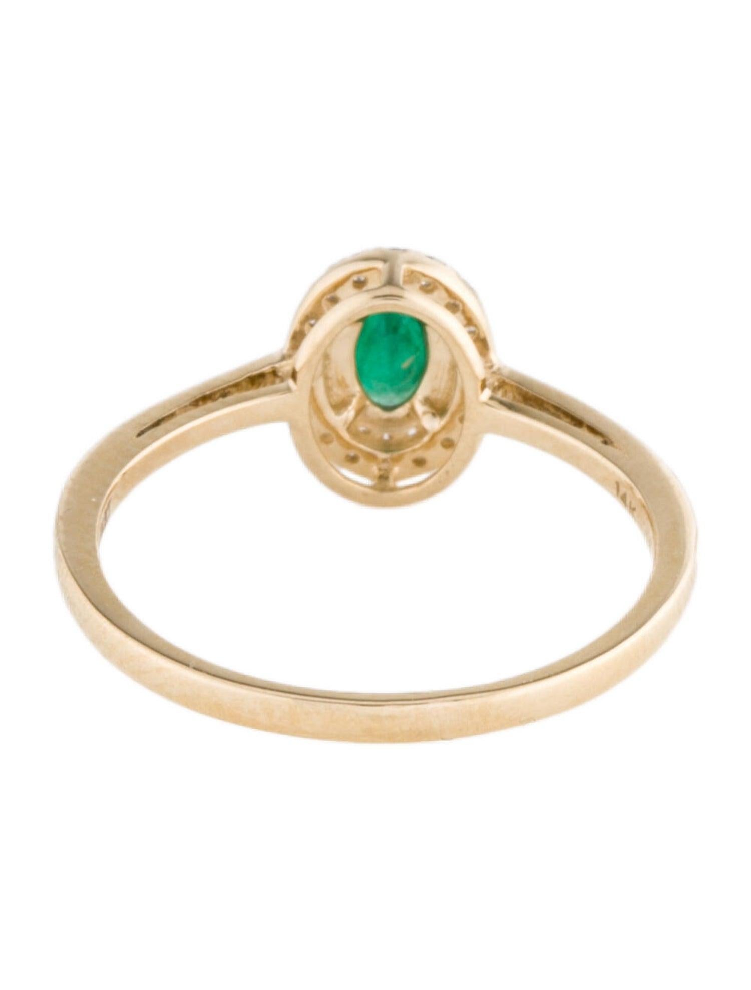 Emerald Cut Stunning 14K Emerald & Diamond Halo Ring, Size 7 - Statement Jewelry Piece For Sale