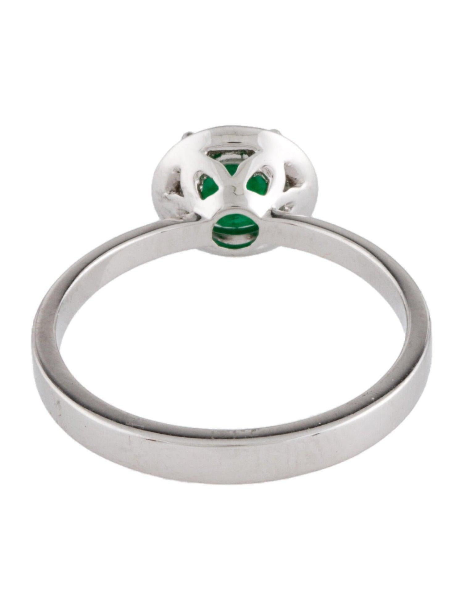 Brilliant Cut 18K Emerald & Diamond Cocktail Ring - Size 6.75 - Elegant Statement Jewelry For Sale