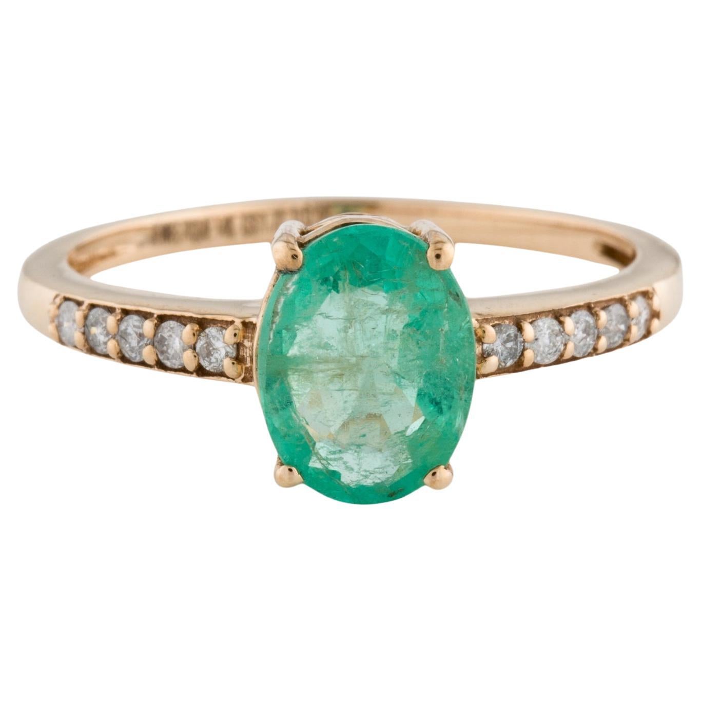 Gorgeous 14K Gold 1.72ct Emerald & Diamond Ring - Size 8.75 - Timeless Luxury For Sale