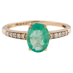 Gorgeous 14K Gold 1.72ct Emerald & Diamond Ring - Size 8.75 - Timeless Luxury
