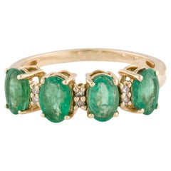 Stunning 14K Gold 1.87ctw Emerald & Diamond Band Size 6.75 - Elegant & Timeless