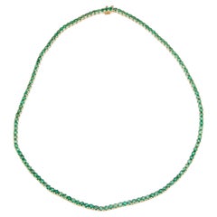 14K 13.62ctw Emerald Chain Necklace - Exquisite Gemstone Statement Jewelry