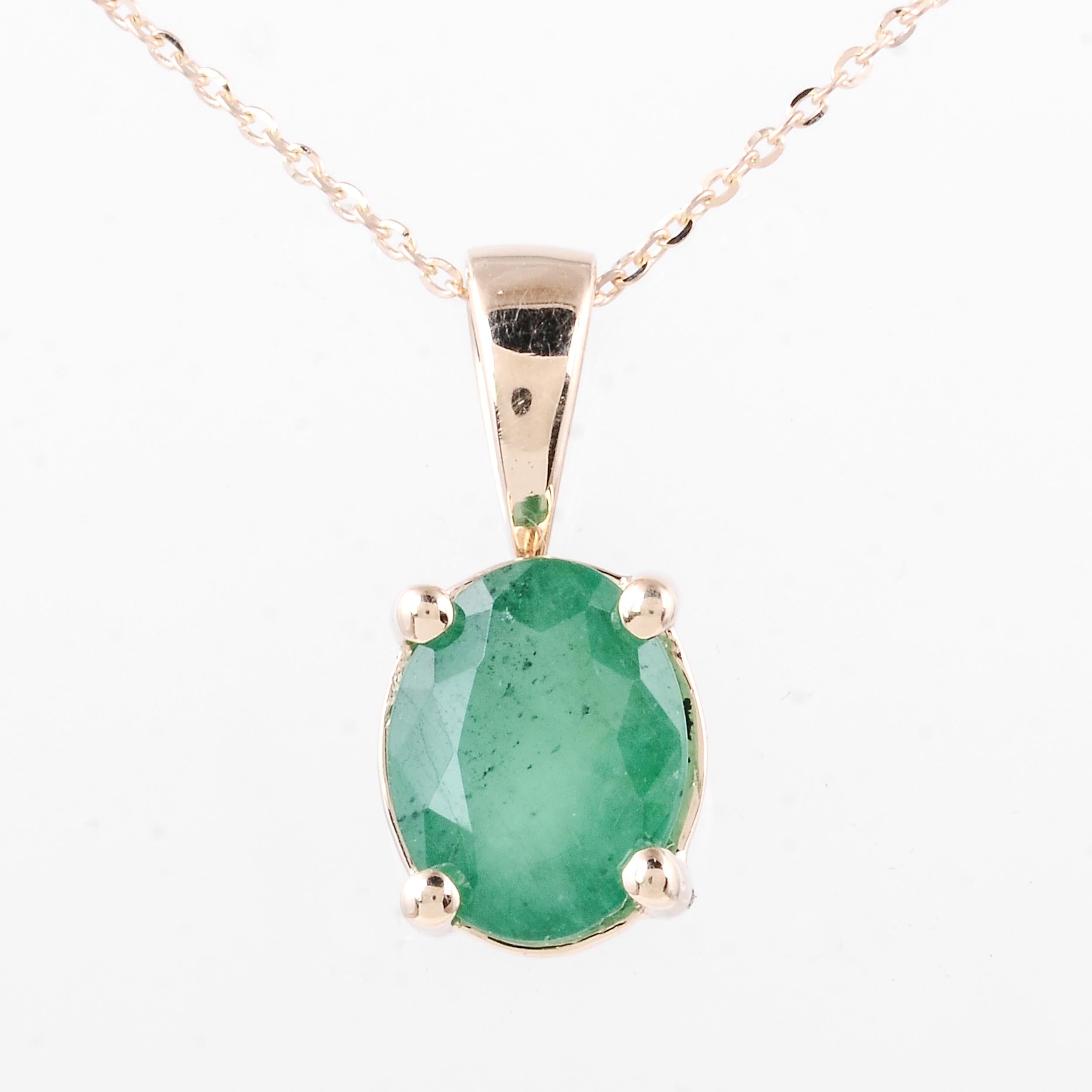 Brilliant Cut 14K Emerald Pendant Necklace 2.33ct - Exquisite Jewelry for Timeless Elegance For Sale