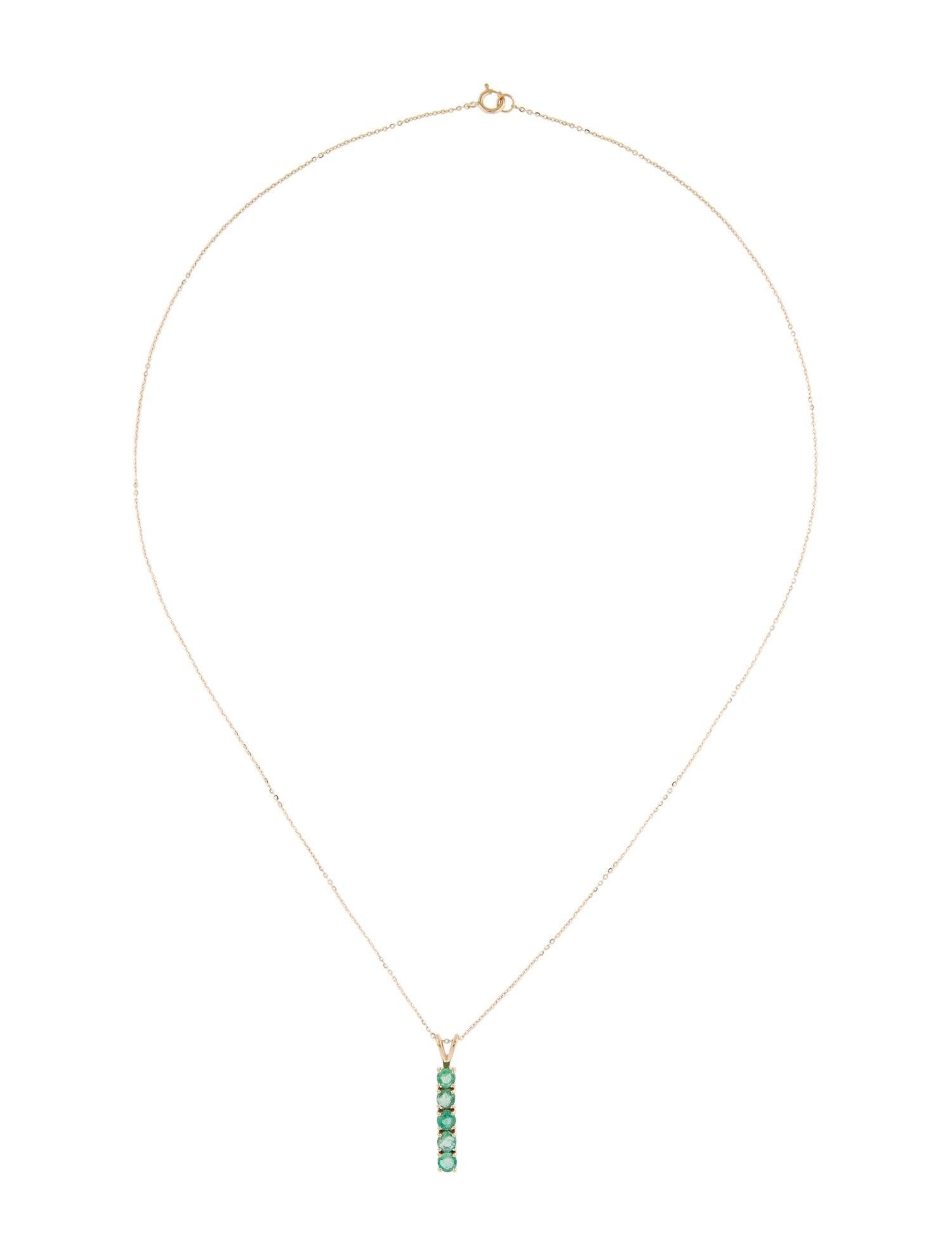 Brilliant Cut Elegant 14K Emerald Pendant Necklace: Exquisite Luxury Statement Jewelry Piece For Sale