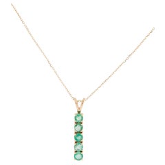 Elegant 14K Emerald Pendant Necklace: Exquisite Luxury Statement Jewelry Piece