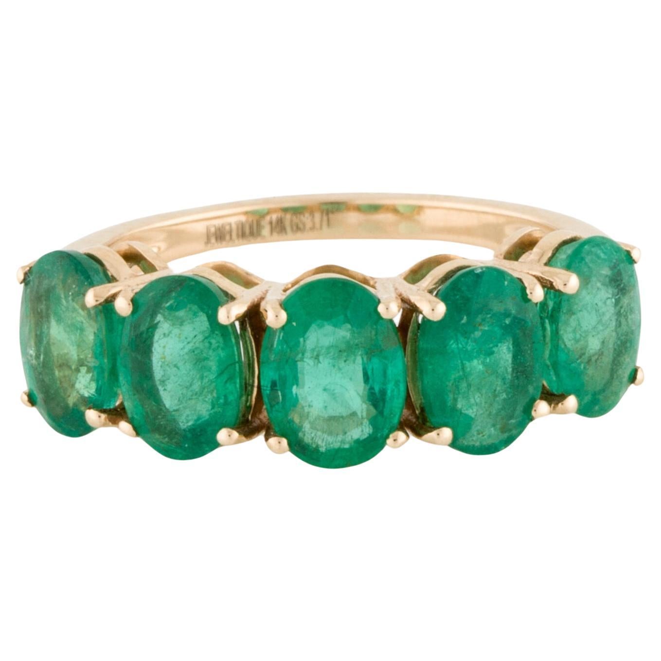 14K Smaragd Band - Größe 6,75 - Timeless Elegance, Luxus-Schmuck Statement Ring