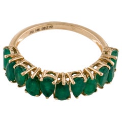 Radiant 14K Emerald Band Ring - Size 6.75 - Luxurious Green Gemstone Jewelry