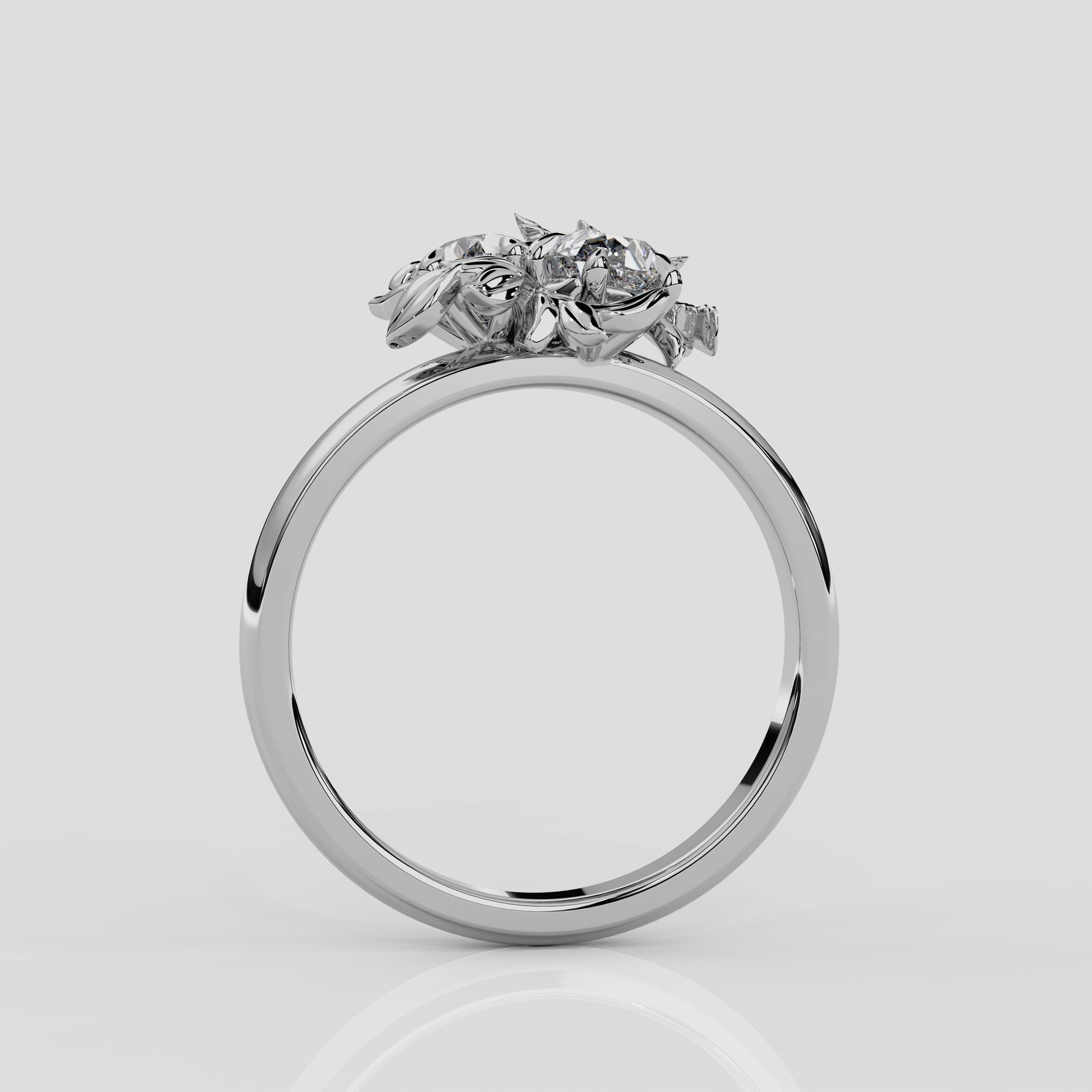 For Sale:  'Enchanted Forest' Toi et Moi Natural Diamond Engagement Ring in Platinum 3