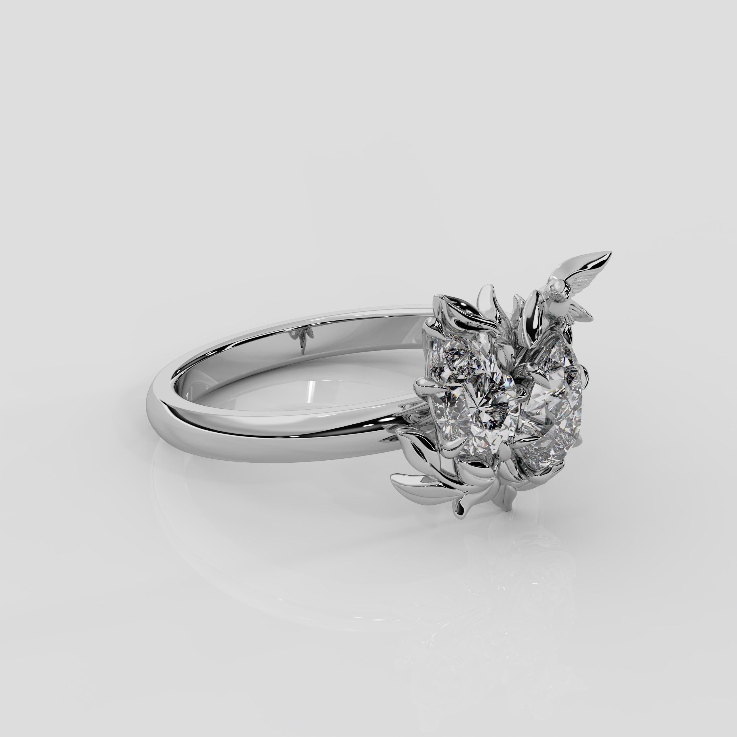 For Sale:  'Enchanted Forest' Toi et Moi Natural Diamond Engagement Ring in Platinum 4
