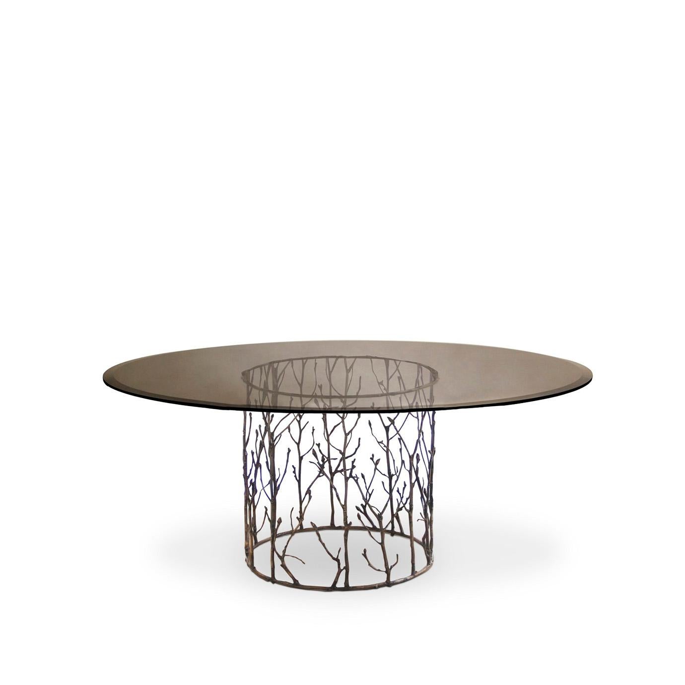 Hand-Crafted Enchanted Glass Top Dining Table (In Stock) For Sale
