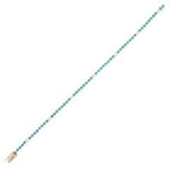 Enchanted Turquoise 14K (or 18k upon request) Yellow Gold Tennis Bracelet