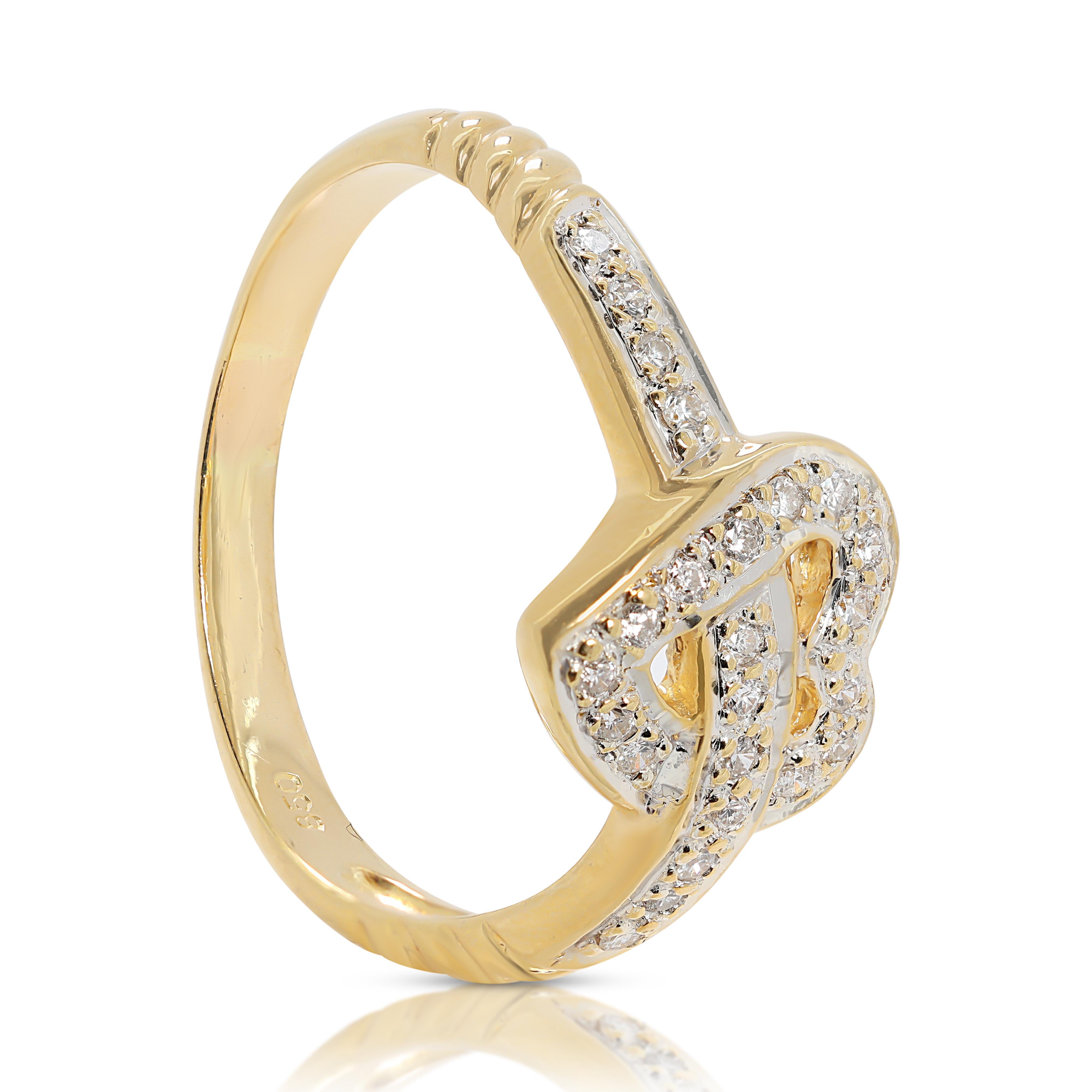 Enchanteresse bague pavée de diamants naturels 0,175 carat en or jaune 20 carats 1