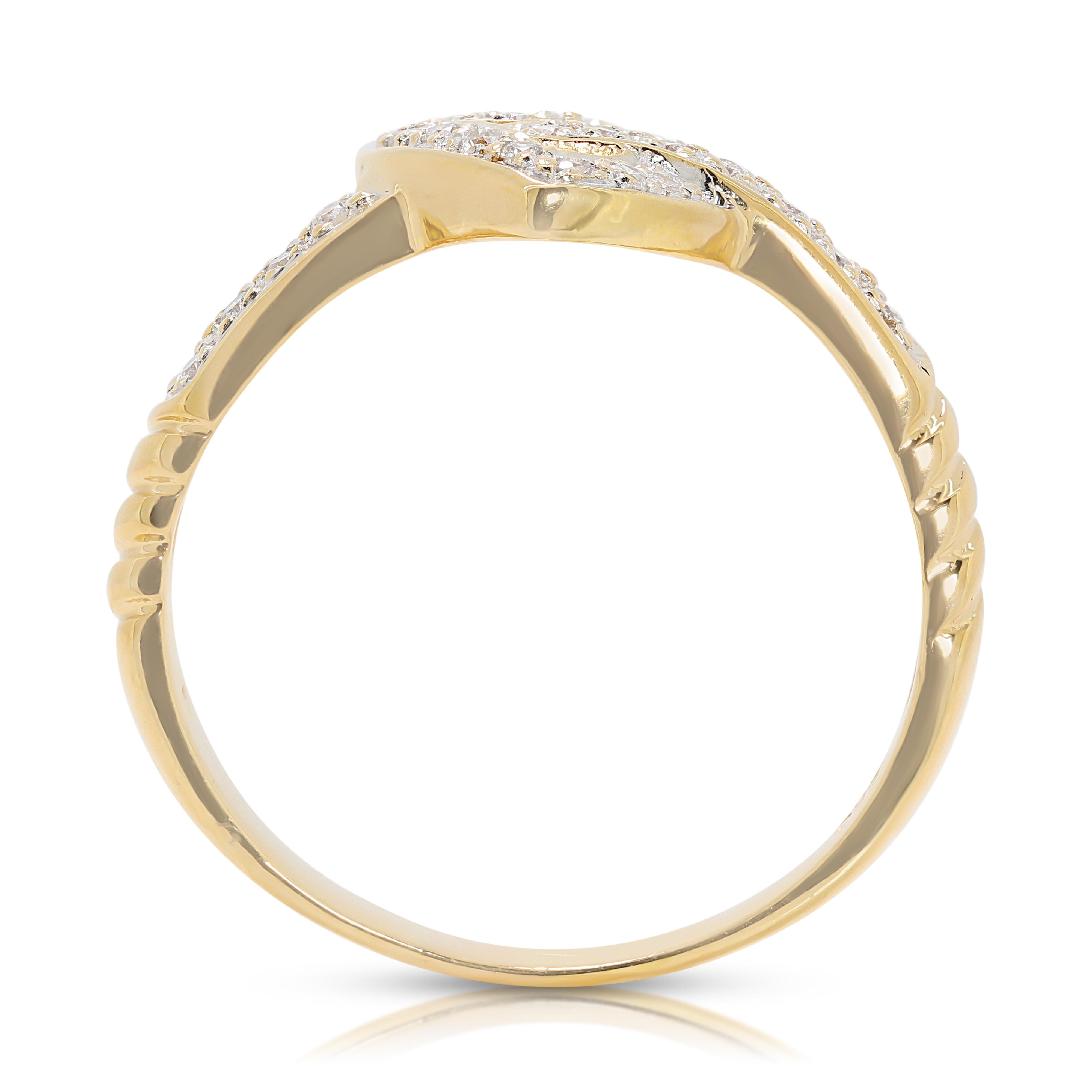 Enchanteresse bague pavée de diamants naturels 0,175 carat en or jaune 20 carats 2