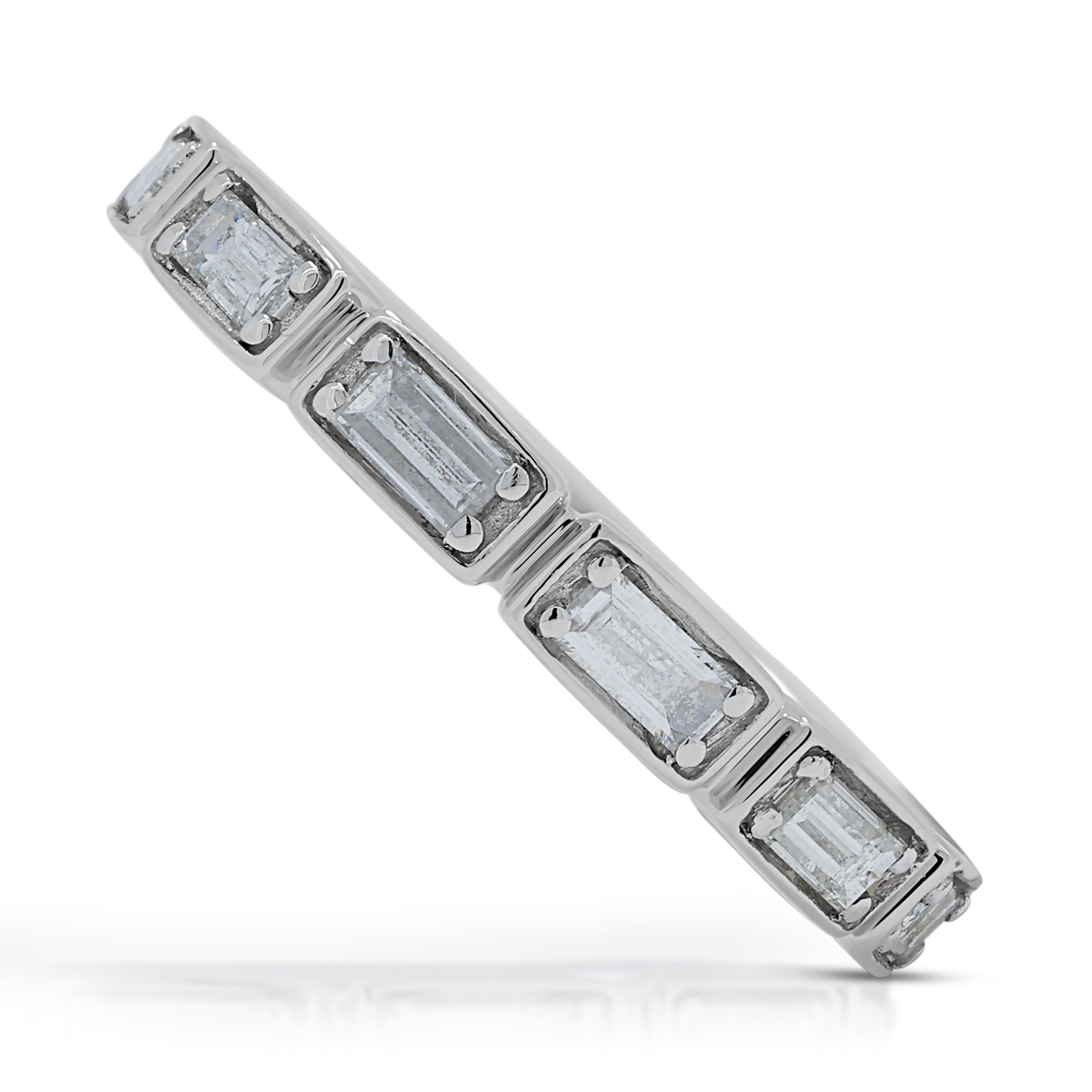Tapered Baguette Enchanting 0.33ct Diamonds Band Ring in 18K White Gold For Sale