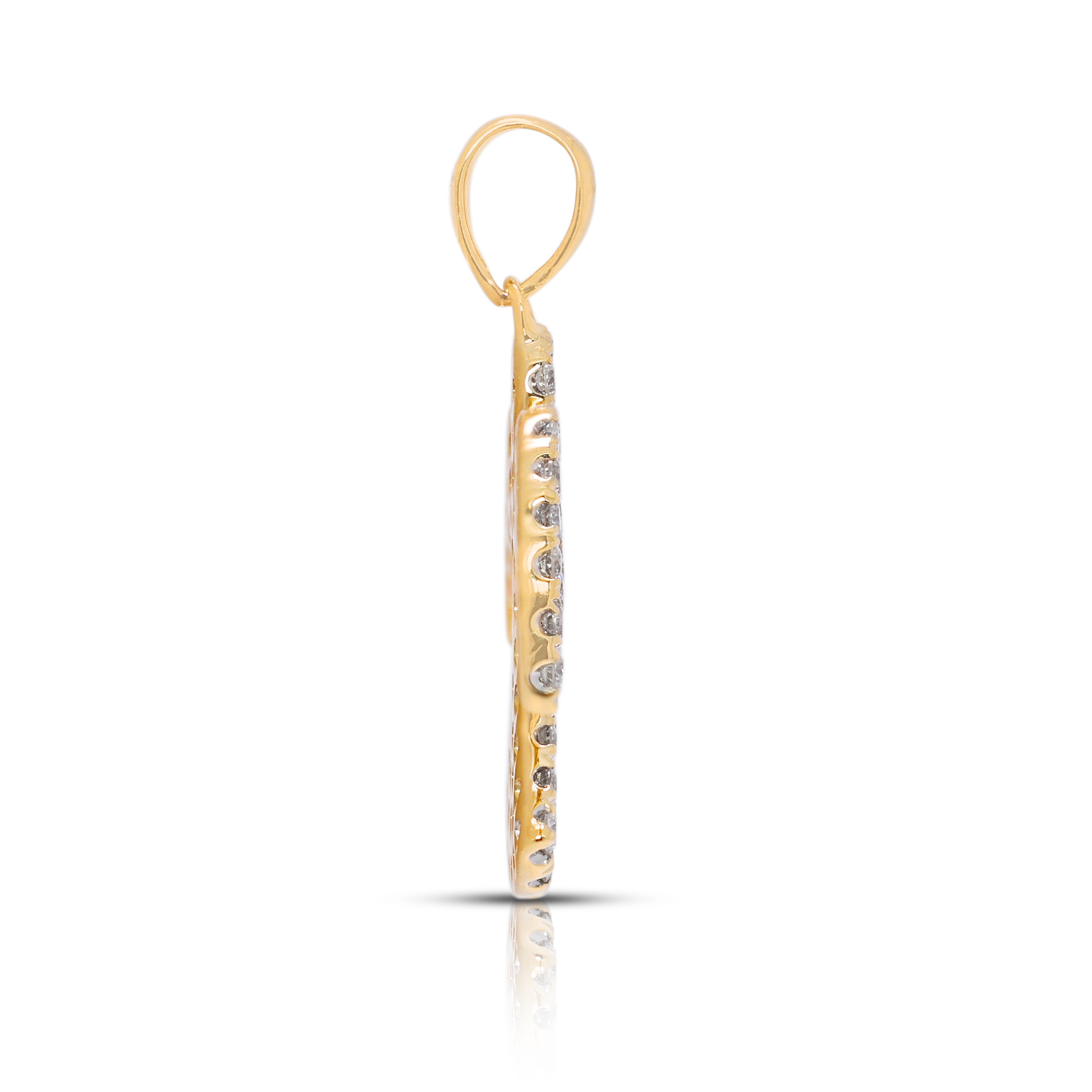 Women's Enchanting 0.39ct Natural Diamond-Encrusted Angel Pendant in 18K Yellow Gold For Sale