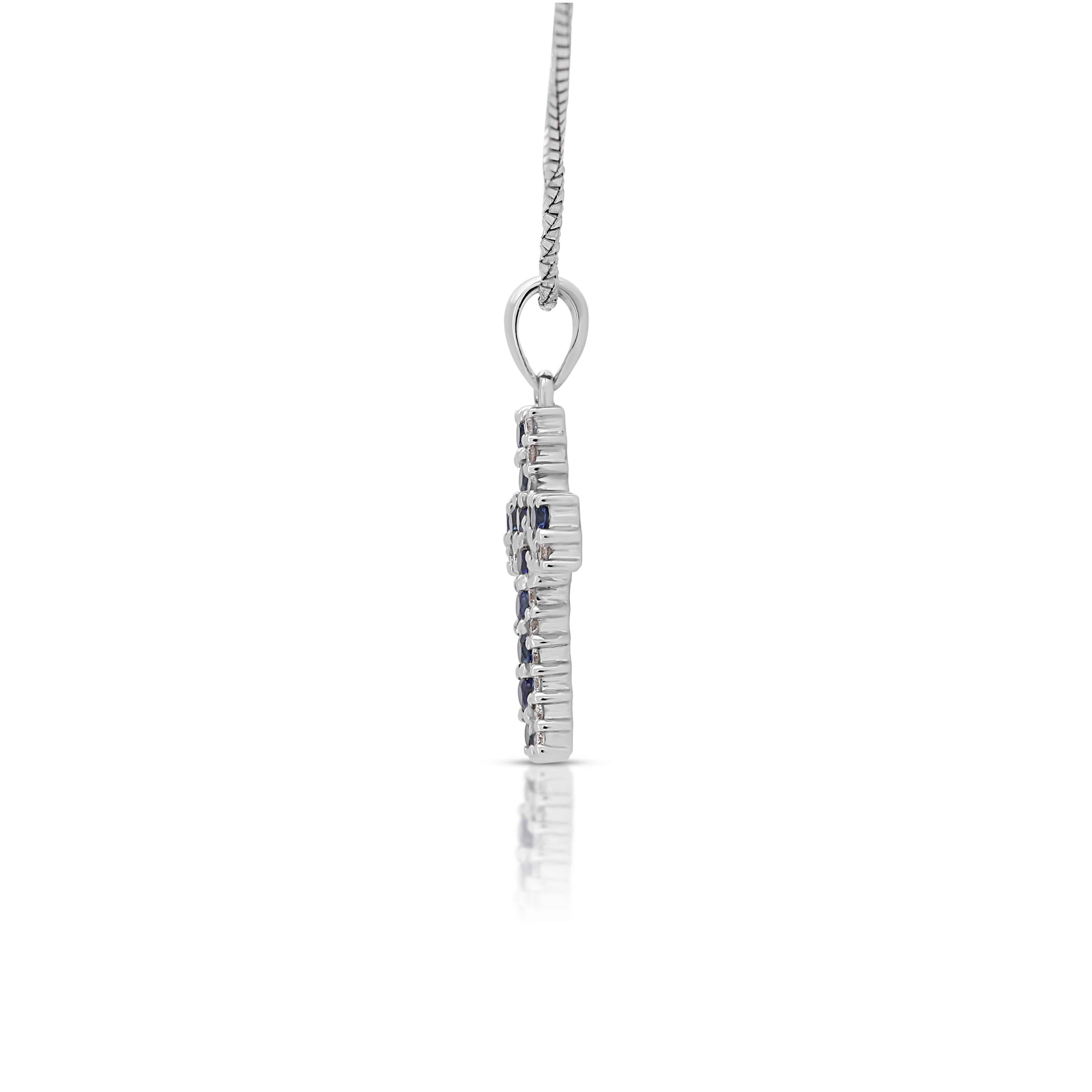 Enchanting 0.42ct Sapphire with Diamonds Necklace in 18K White Gold  For Sale 2