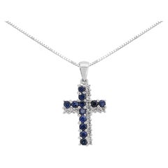 Enchanting 0.42ct Sapphire with Diamonds Necklace in 18K White Gold 