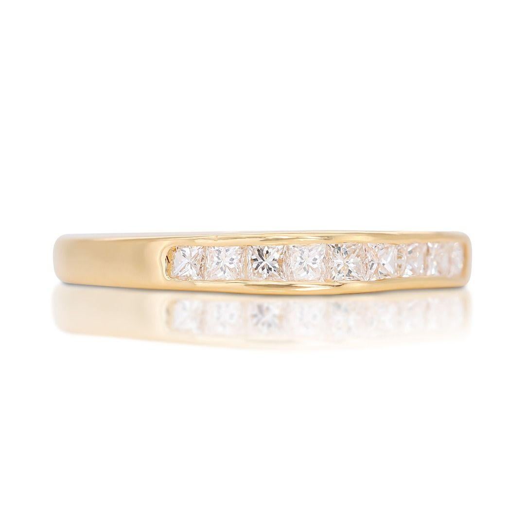 Princess Cut Enchanting 0.54ct Half Eternity Ring set in Gleaming 20K Yellow Gold For Sale